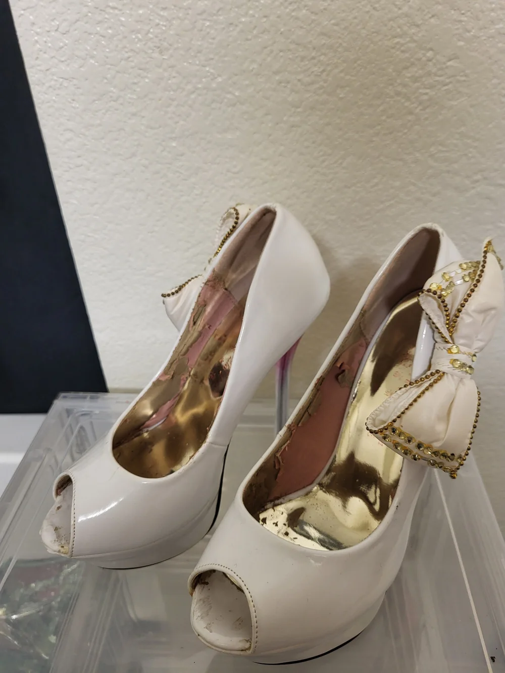 Elegant White Peep-Toe Bow Heels for Women